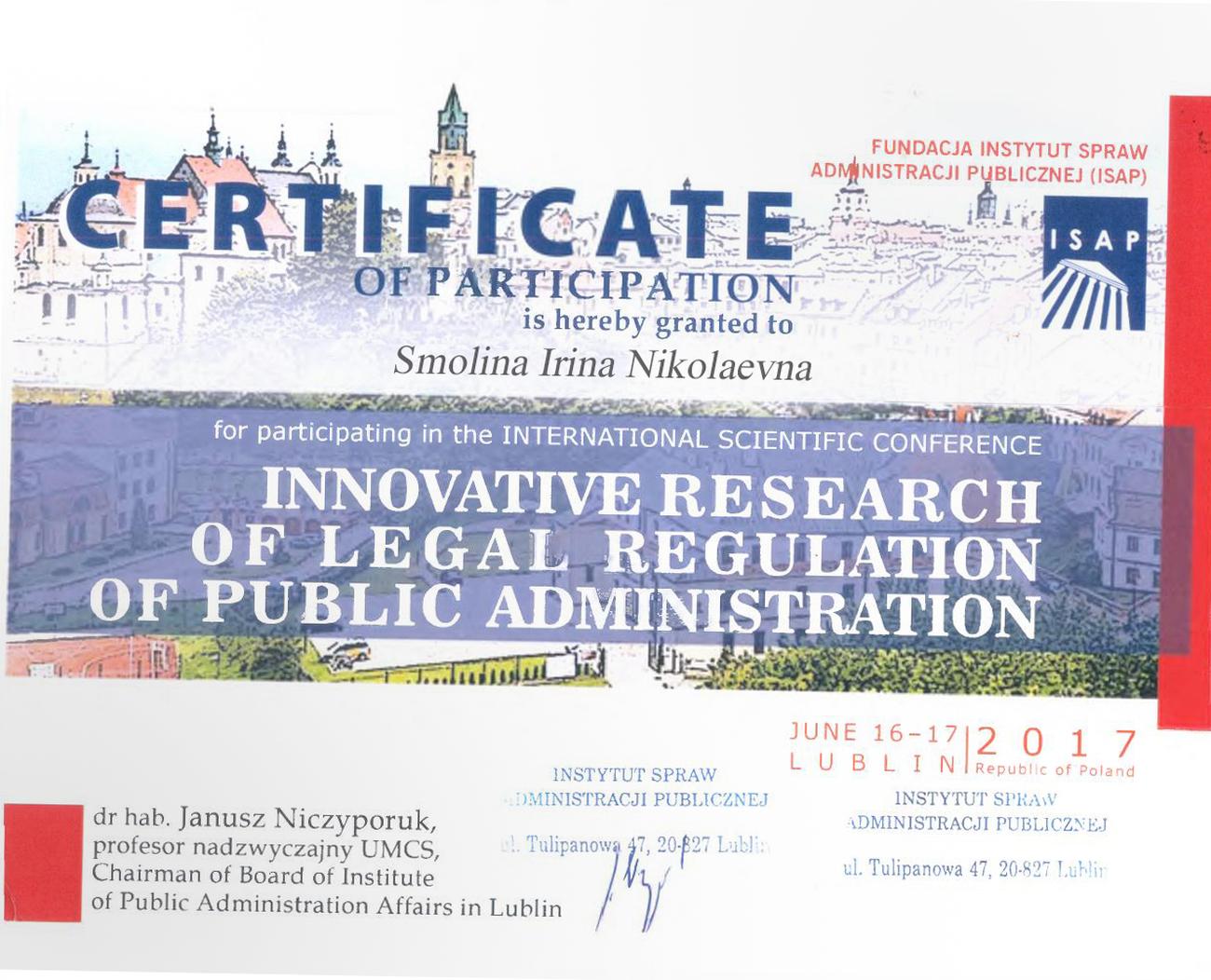 Certificado de participación en la Conferencia Científica Internacional Certificado de participación en la Conferencia Científica Internacional
