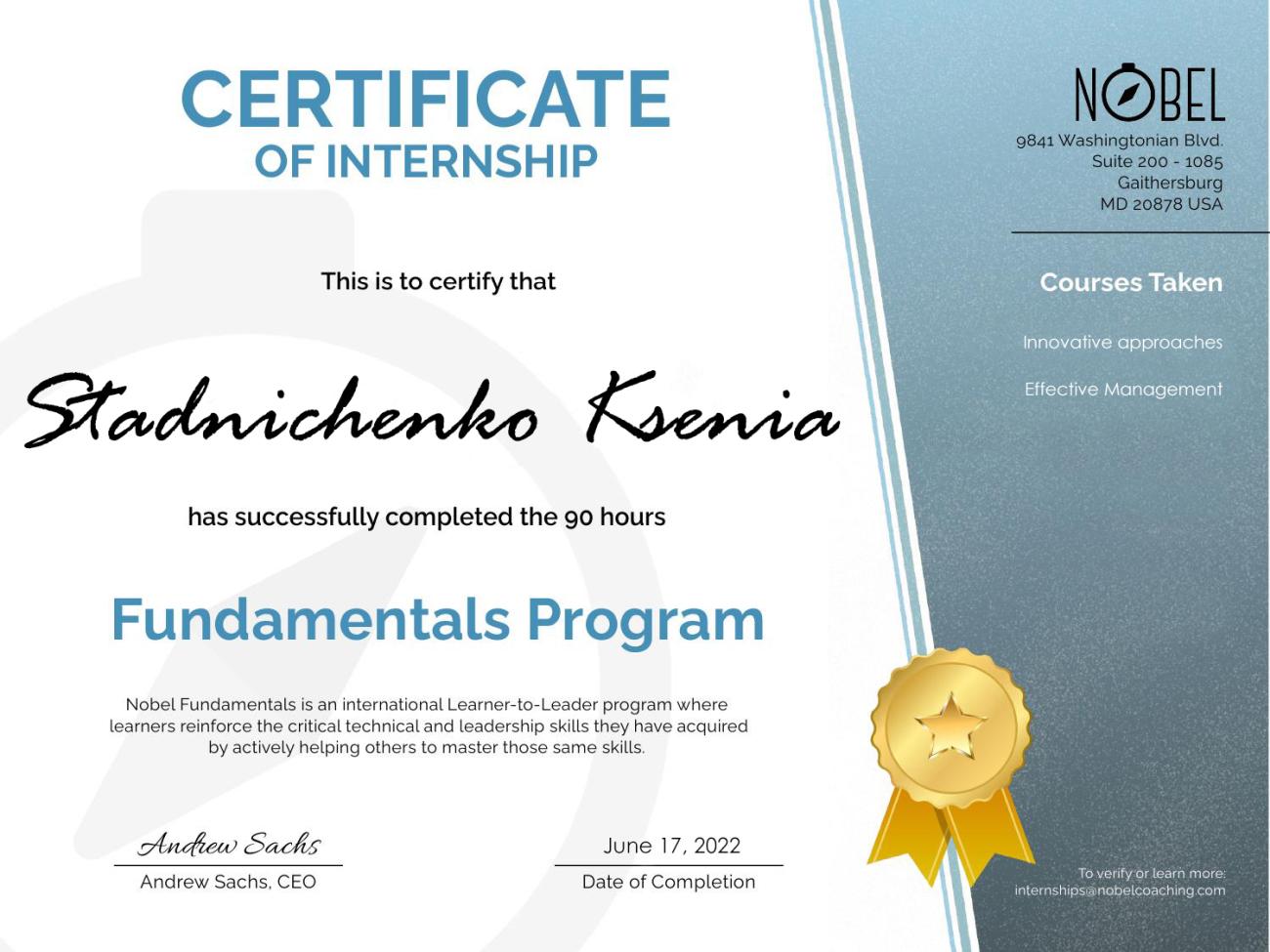 Completó un programa fundamental en los cursos: Enfoques innovadores y gestión efectiva, por lo que recibió el certificado de participación Completó un programa fundamental en los cursos: Enfoques innovadores y gestión efectiva, por lo que recibió el certificado de participación